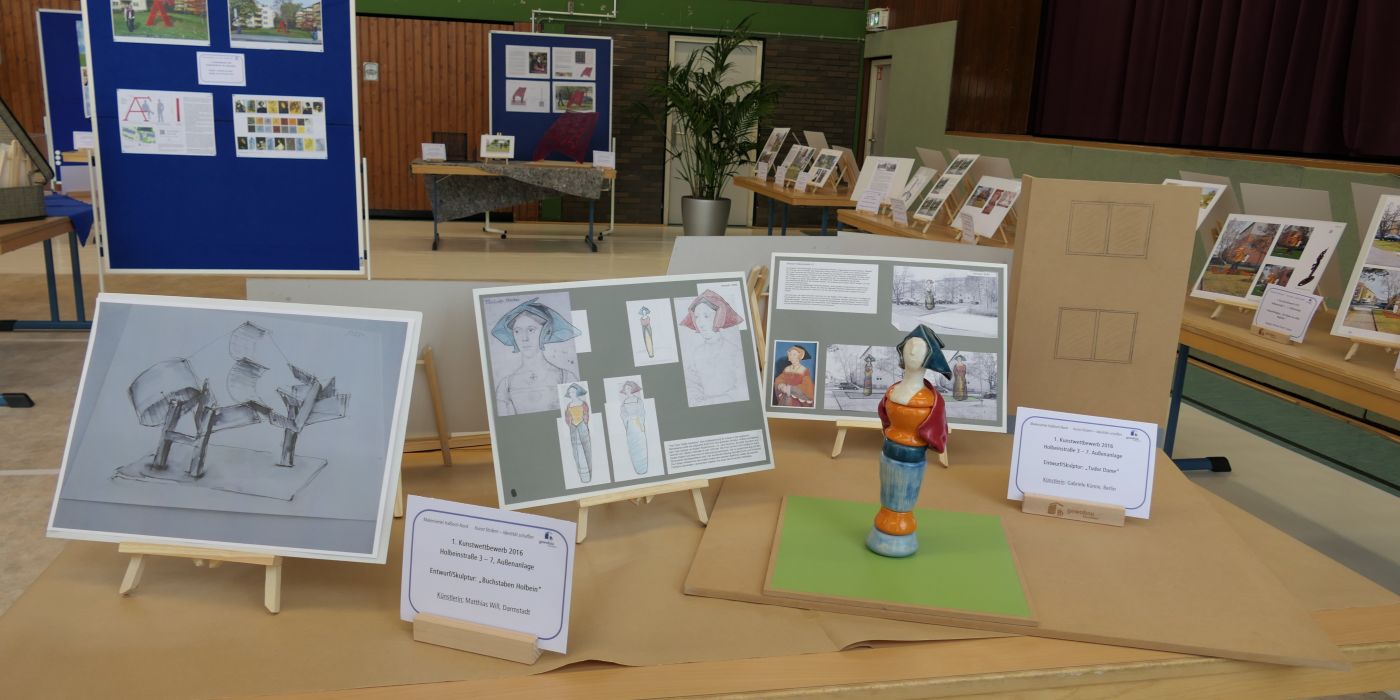 Skizzen und Modelle der Kunstvorstellungen im „Malerviertel Haßloch-Nord“