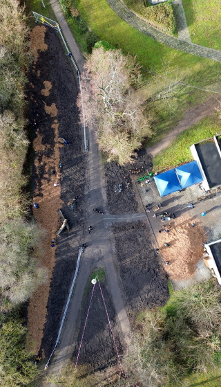Fläche des zukünftigen Tiny Forest von oben