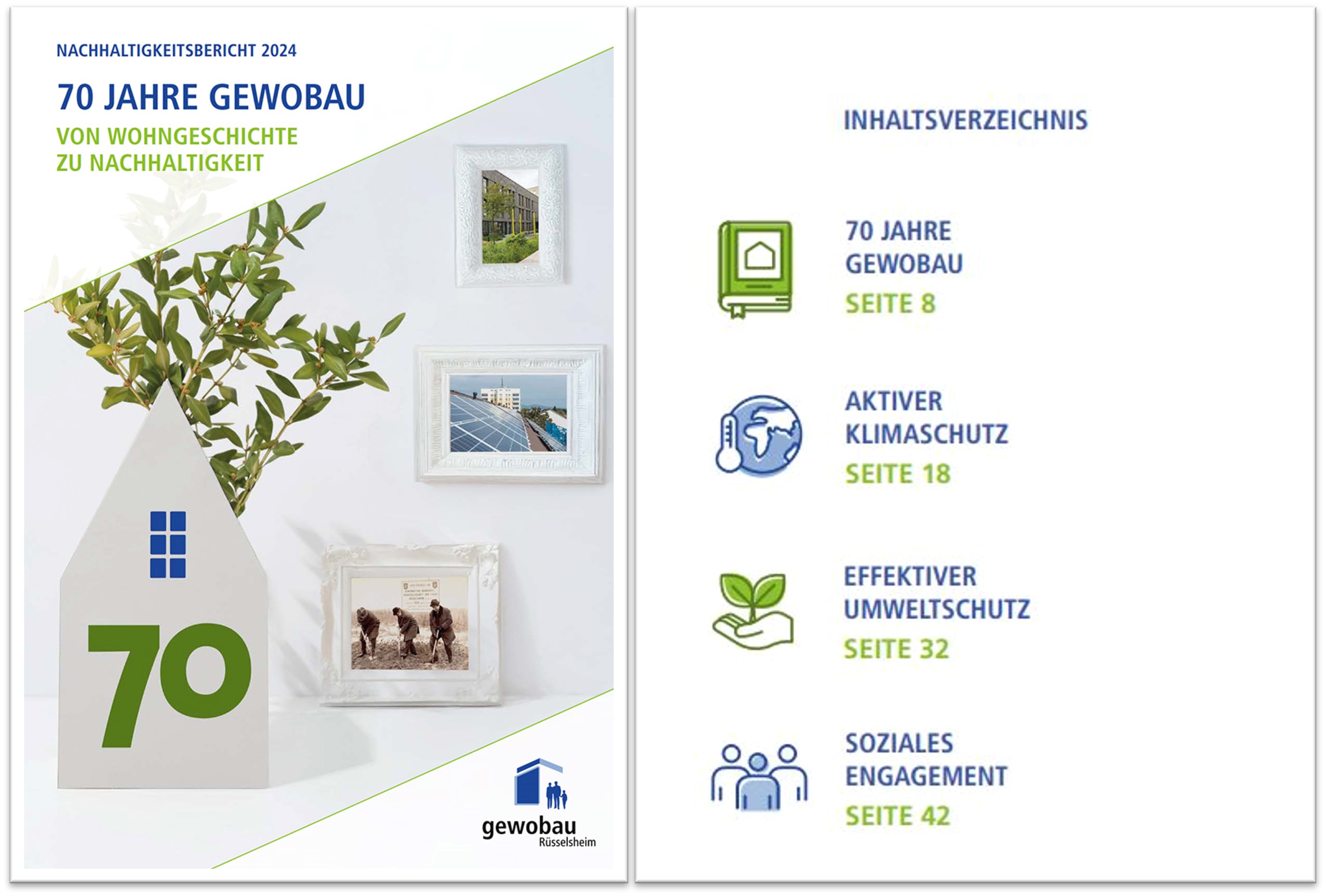 Cover des Nachhaltigkeitsberichtes 2024 mit Inhaltsverzeichnis