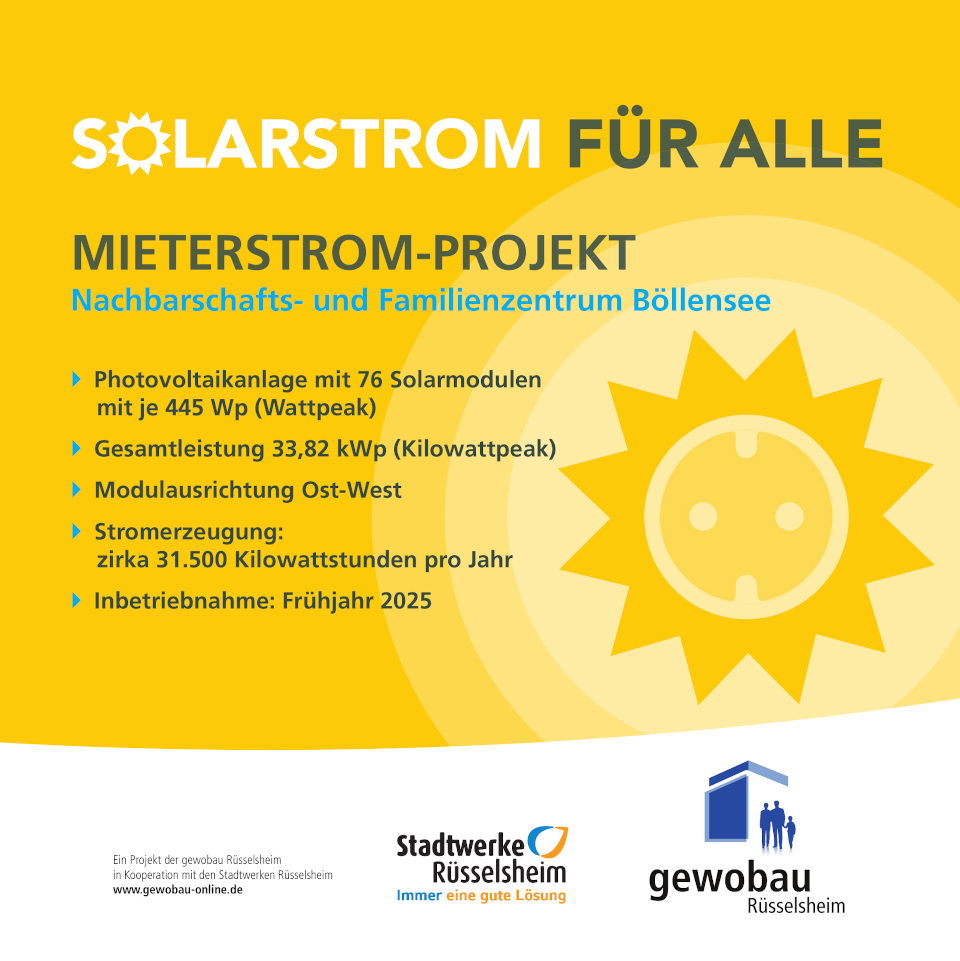 Das Schild informiert über die Photovoltaik-Anlage am Gebäude