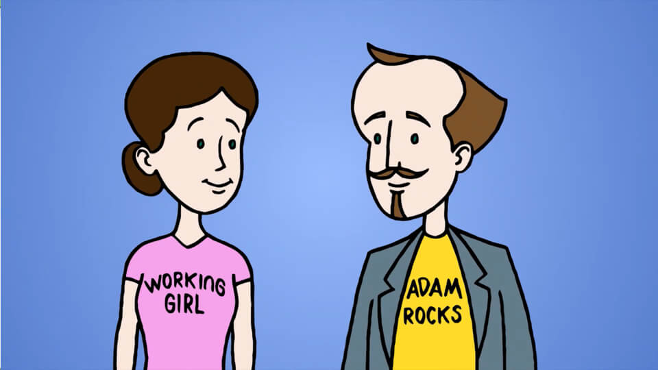 Bild von Adam und Sophie als gezeichnete Figuren aus dem Videoclip