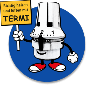 Bild unseres Maskottchens Termin, der die Mieter beim Energiesparen berät