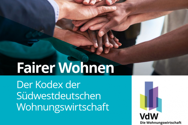 Bild zeigt ein Plakat des VdW zum Thema Fairer Wohnen
