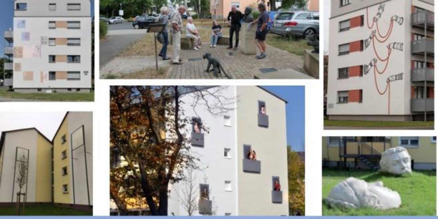 Collage der bisherigen Kunstwerke im Rahmen des Kunstwettbewerbes im Mlaerviertel Hassloch Nord
