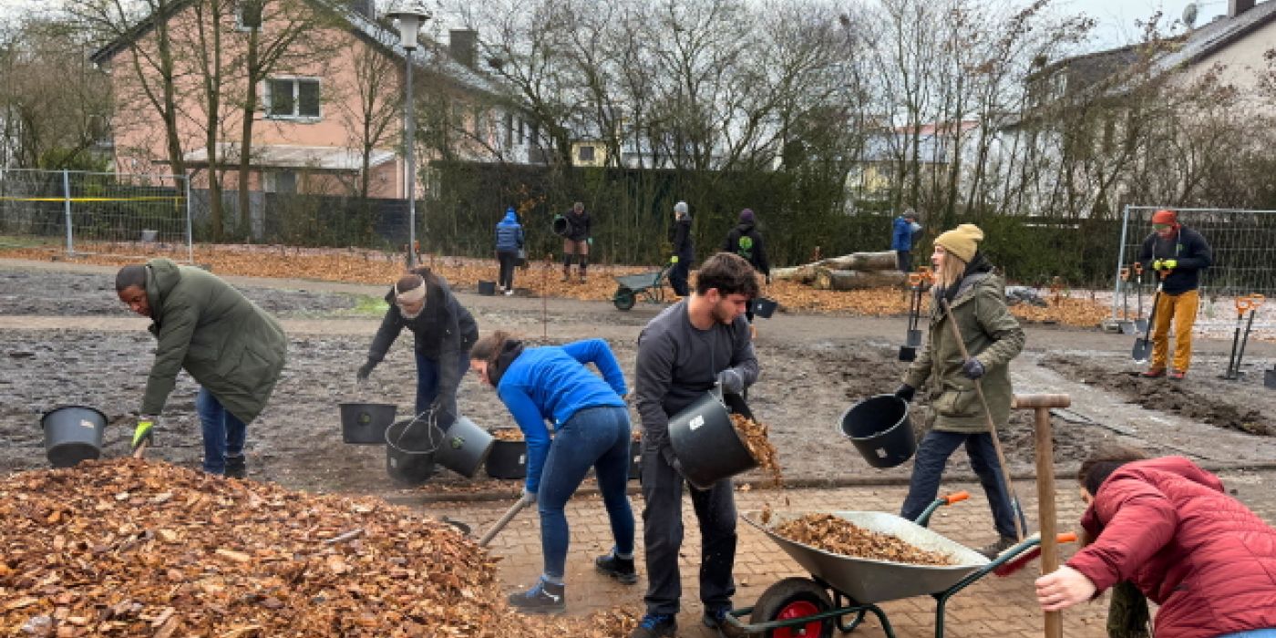 Viele helfende Hände bei der Pfnazung des dritten Tiny Forest