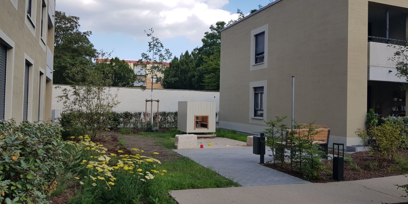 Die Außenanlagen an der neuen Wohnanlage Moritz-von-Schwind Str. 11