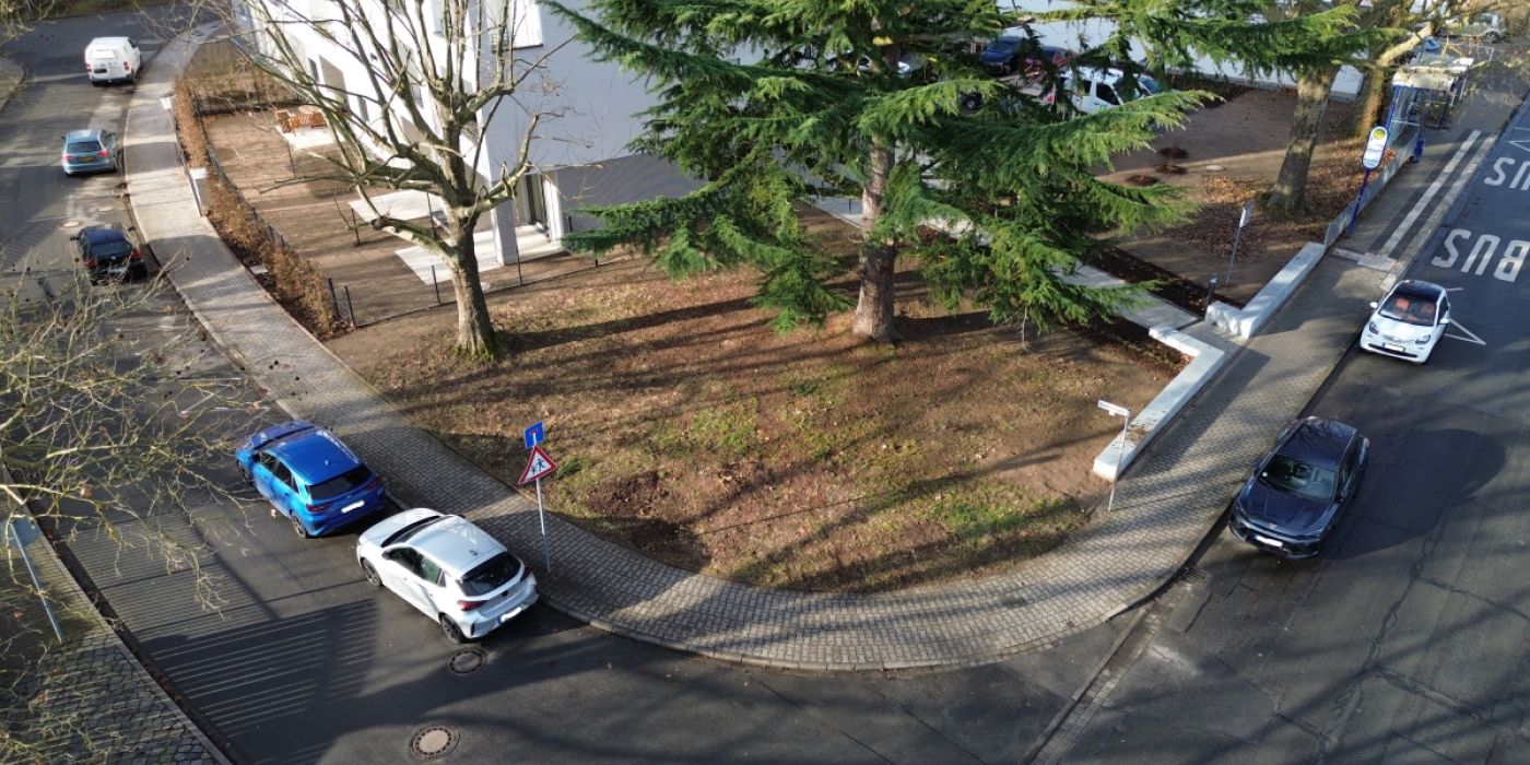 Der Standort Außenanlage Moritz-von-Schwind Straße 27 für das ausgelobte Kunstwerk 2026 im Malerviertel Haßloch-Nord