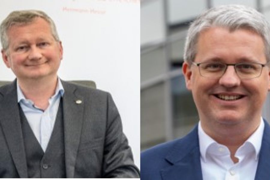 Geschäftsführer Torsten Regenstein rechts und Oberbürgermeister Patrick Burghardt